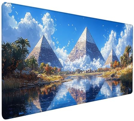 Schreibtischunterlage Pyramide, Sicht Mauspad Gaming 1600x800x3mm, Mouse Pad mit Rutschfester Gummibasis, Schreibtischunterlage Groß mit Vernähten Kanten, Gaming Mousepad, für PC Zubehör, 7-5897