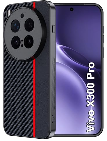FDHYFGDY Hülle für Vivo X300 Pro Schutzhülle – Wasserdicht und Stoßfest – Case aus Carbonfaser Kompatible Vivo X300 Pro Handyhülle - Rot und Schwarz