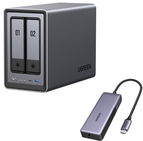 UGREEN NASync DXP2800 2-Bay NAS mit 5Gbps USB C LAN Adapter (Diskless)