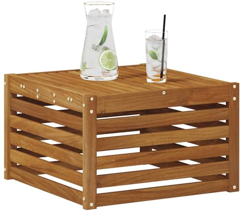 vidaXL Tisch für Outdoor Massivholz Akazie Natur 59 x 59 x 37 cm, Balkonmöbel, modernes Gartendesign, wetterfest für entspannte Stunden im Freien, modulares Sofa