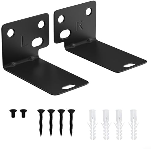 Glewi Metal Wall Mount Bracket for Bose Soundbar 300 500 700 900 and SoundTouch, Space-Saving Under TV Speaker Stand with Hardware, Black