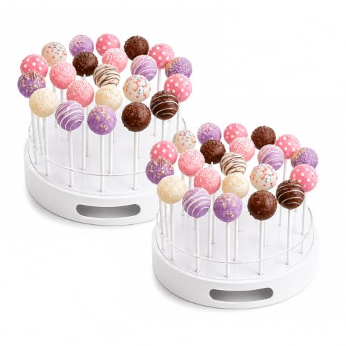 Cake Pop Ständer mit 22 Löchern (2er-Pack) für Cake Pops und Lollipops | Transparenter Cake Pop Halter mit Griffen, 2-stufiges Display Perfekt für Candy Bar, Geburtstag, Hochzeit & Babyparty