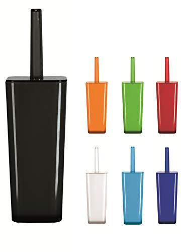 KW Easy Luxury Enclosed Plastic Toilet Brush and Holder (Black)