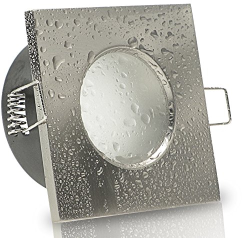 trendlights24 Aqua Base Decken Einbaustrahler Bad IP65 3er Set 230V GU10 LED 7W dimmbar 50° Warmweiß Edelstahl Opt. Einbauleuchte Feuchtraum & außen