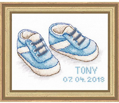 Luca-S B1138 Baby Schuhe Junge Kreuzstichset, Baumwolle, mehrfarbig, 12,5x8cm