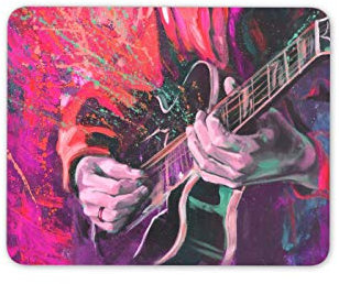 Colourful Guitar Playing Art Mouse Mat Pad - Pink Purple Computer #14289