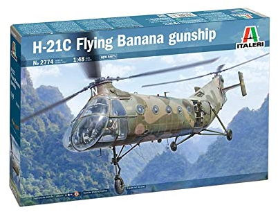Italeri 2774S 1:48 H-21C Flying Banana Gunship, originalgetreue Nachbildung, Modellbau, Basteln, Hobby, Kleben, Plastikbausatz, Zusammenbauen, Nicht bemalt, One Size