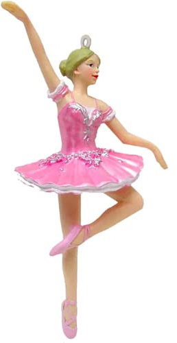 Nutcracker Ballet Gifts, Ballerina Christmas Tree Ornaments, Resin Nutcracker Ballet Decorations, Xmas Baubles for Holiday Home Decor, Pink Tutu, 4 Inches