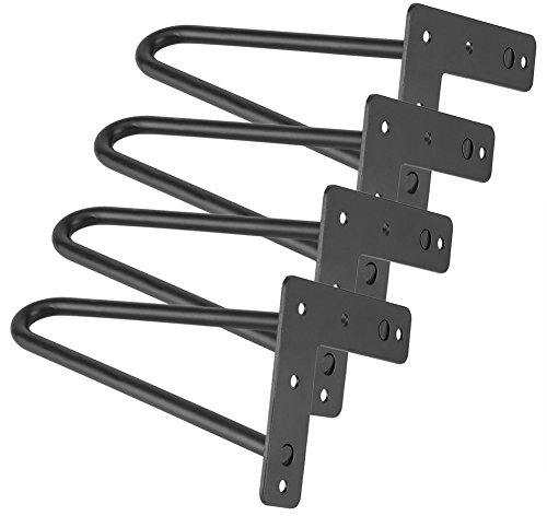 Ejoyous 4 Stück Set Hairpin Legs 20cm, Haarnadelbeine Tischfuß Tischbeine Metall Schwarz Möbelbeine Metallfüße Haarnadelbeine Haarnadel Tischbeine mit Anti-Rost-Leistung