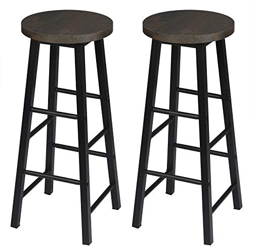 WOLTU 2X Barhocker Bistrohocker Tresenhocker Barstuhl, Gestell aus stabilem Stahl, Stizfläche aus MDF, Schwarz+Rostfarbe