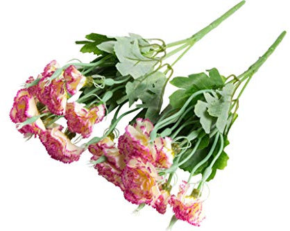 TESTEL künstlicher Nelkenbusch/künstliche Nelke mit 5 Stielen (2 Stück) (Creme-pink)