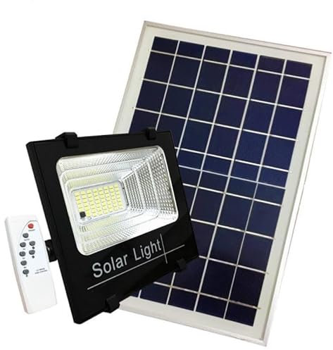 Silumen - Proyector solar LED de 5 W regulable con detector (panel + mando a distancia) - Blanco frío 6000 k - 8000 k