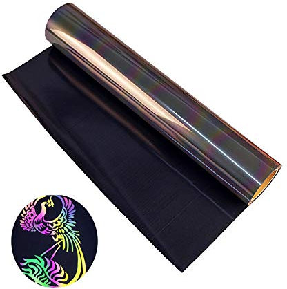 Primst Reflective Rainbow Heat Transfer Vinyl Roll 12inch X 5ft Iron on PU Transfer Vinyl DIY Heat Press Design for T-Shirt, Clothes, Hats and Other Textiles