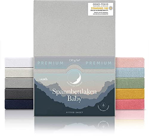 Laleni Premium Spannbettlaken 70x140x15 cm Babybett 3er Set | Oeko-TEX zertifiziertes Bettlaken 70x140 Kinderbett | Kinderbettwäsche 70x140 100% Baumwolle | Spannbettlaken 70x140 cm Baby in Grau