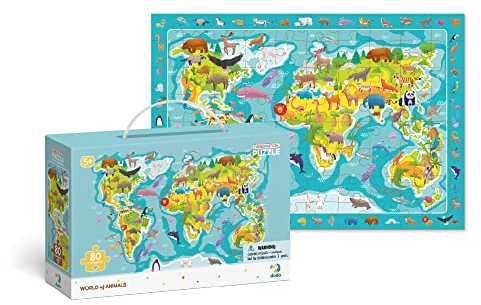 Dodo D300133 Educational Observation World of Animals Puzzle 80 Pieces, Various