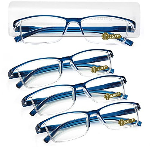 LUFF 4Pcs Anti-Blue-Ray-Lesebrille Tragbare Ultraleichtleser（2.5X）