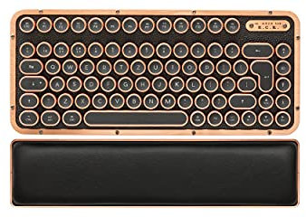 Azio, Retro Compact Keyboard, R.C.K. ARTISAN, mechanical mobile Bluetooth keyboard with matching palm rest, vintage look, United Kingdom layout…