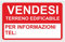 CARTELLO SEGNALETICO - VENDESI Terreno EDIFICABILE TEL. - Con Adesivo in Vinile e Pannello in Forex (Pannello 5mm Stampato)