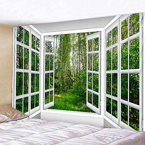 3D Meer Fenster Wandteppich Personalisierte Landschaftsdruck Wandteppich Kunst Heimtextilien Yoga Sofa Kissen Wandteppich Strandtuch Wanddecke Vorhang,150X150Cm