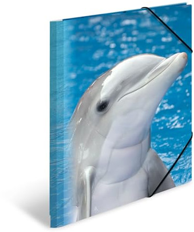 HERMA Sammelmappen A4 Delfine Set, 3 Stück, Kinder Eckspanner-Mappen aus Kunststoff mit Tier Motiv, Gummizug, Innenklappen und Innendruck für Jungen und Mädchen