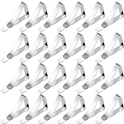YiliYa 24 Stück Tischdeckenklammer, Edelstahl Tischdecke Klemmen Clip Set Halterungen Picknick Home-Tisch Klemmen für Garten, Picknicks Hochzeiten Party Küche und Restaurants - Mit Box
