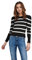 ONLY Women's Onlsally L/S Puff Pullover KNT Noos Sweater, Black/Stripes: w. Cloud Dancer, M