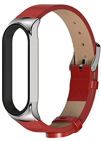 HYKEJI Leder Armband für Xiaomi Mi Band 5 / Mi Band 4 / Mi Band 3 Armband, Lederband Ersatzband mit Edelstahl-Verschluss Kompatibel mit Xiaomi Mi Band 5 / Mi Band 4 / Mi Band 3 (F)