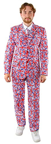 Anzug für Erwachsene, Union Jack, Jacke und Hose, Königskrönung, Ve-Tag, Jubiläum, Britain-Kostüm, blau, XL