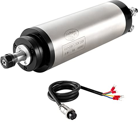 Moteur de broche CNC, 220 V, 1,5 kW, 1500 W, silencieux, refroidi à l'eau, 65 mm, 4 roulements, 24000 tr/min, 400 Hz pour fraiseuse CNC