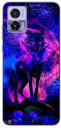 KARTXITAI Hülle Kompatibel mit Motorola Edge 30 Neo, Stoßfeste Schutzhülle mit Weiche Silikon Bumper Case Handyhülle Anti-Kratzt Transparent Rückseite - Wolf