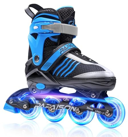PAPAISON Adjustable Inline Skates Boys Ages 4-16, Roller Skates for Girls Kids Ages 5-8 8-12 with Full Light Up Wheels, Outdoor Skates Illuminating Skates for Children Teens Women