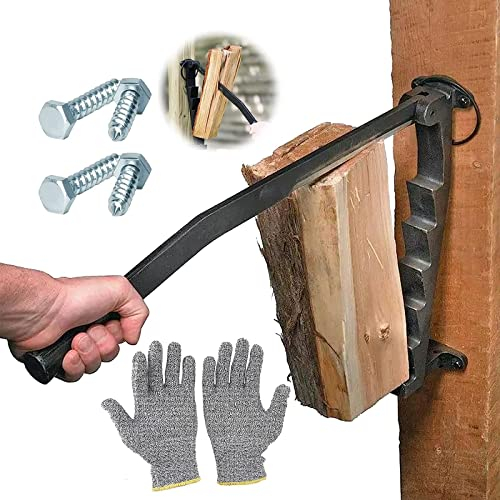 JEZILY Manueller Holzspalter, Wandhalterung Brennholz-Anzündspalter, Handholzspalter Spanmesser, Manuelles Anzündkacker Holzspalter Feuerknacker, Outdoor Anzündholz Spalten Werkzeug, Karbonstahl