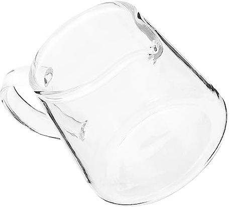 KICHOUSE Transparent Glass Milk Cup Heat Resistant Glass Milk Jug Pitcher for Coffee Simple Design for Serving Pints and Cream Coffee Tea Maple Syrup Honey