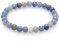 day.berlin Damen Perlenarmband Neo, Blauer Achat Naturstein Armband in Blau mit 6mm Edelsteinen, flexibles Zugband 17cm lang, handgeknüpft mit Strass Perle
