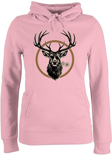 Pullover Damen Hoodie Frauen - Kompatibel mit Oktoberfest - Cooler Hirsch Hirschgeweih Jäger - XL - Hellrosa - Munich bayerischer Spruch bayrischer Oktoberfest, bayrisches Trachten