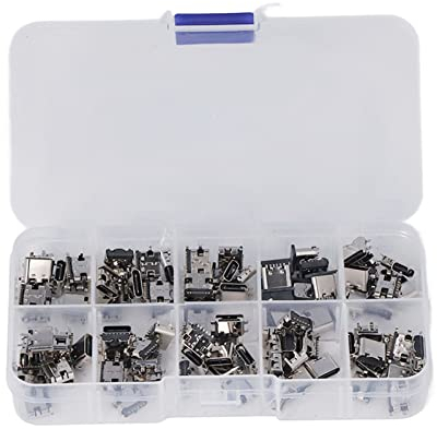 Micro USB Buchse Adapter, 100PCS 10 Gren TYPE-C USB-Buchse Stecker gerade Stecker Combo-Box-Set Buchse Lten Reparatur Ersatz Adapter f¨¹r Computer Maus Tastatur USB-Stecker Ersatzteile