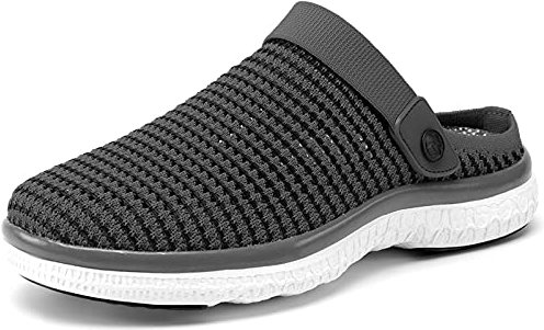 Zoccoli e Sabot Uomo Donna Sandali da Spiaggia Giardino Pantofole Maglia Traspirante Clogs Estate Antiscivolo Piatto Ciabatte, Grigio Grafite, 40 EU