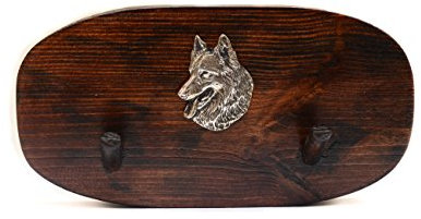 Art-Dog Wooden Dog Aufhänger - Handmade Kiefer Holz Hundeleine Halter für Wand - Hundeleine Haken - Hundeleine Haken für Wand - Hundeleine Halter - 10x20cm - Belgian Shephard