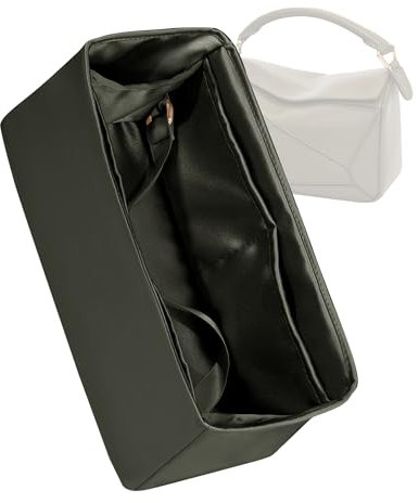 ZYZii Handtaschen Organizer, Premium Seide Taschenorganizer Perfekte Passform Loewe Puzzle Mini/S/M/L Tasche, Luxuriöser Tasche in Tasche Organizer (Vert Olive, Puzzle Mini)