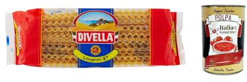Italian Gourmet Lasagnoni 87 Pasta 20 x 500g, italienische Nudelplatten | Aus Hartweizen, formato grande per lasagne al forno, stabile Kochfestigkeit, Gesamtnettogewicht 10 kg + Kostenlos Polpa 400g