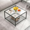 GIANTEX Couchtisch Glas Metall, Glastisch Kaffeetisch Teetisch 2 Ebenen, Wohnzimmertisch mit Hartglasplatte & Netzregal, Moderner Sofatisch mit verstellbaren Schutzfüßen, Beistelltisch für Wohnzimmer