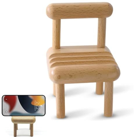 JJiaoLinin Grazioso Supporto per Cellulare, Porta Telefono in Legno Porta Cellulare Piccolo Sgabello Base per Telefono Supporto Cellulare da Tavolo per Tutti Gli Smartphone Tablet Telefoni Cellulari