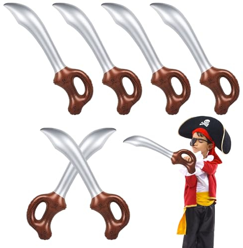 UILYNIU 6 Pièces Couteau Gonflable Accessoires de Costume de Pirate épées gonflables Jouet épée Morceaux de Jeu d'épée Pirate Gonflable Jeux de Jeu de Pirate Cosplay de la fête d'halloween (6 pcs)
