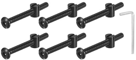 QUARKZMAN 10 Stück Sechskantschrauben Bolzen mit Fassmuttern, M6 x 60mm Sechskantmöbelbettbolzen mit Schraubenschlüssel für Stühle und Kinderbetten, Schwarz