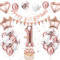 1. Geburtstag Deko Roségold - Luftballon Deko für Junge Mädchen, Roségold Weiß Luftballons mit Banner und Tortendeko für Dekoration