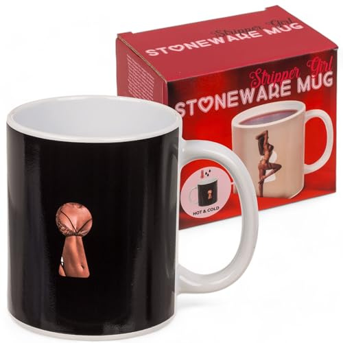 MIJOMA Thermoeffekt Kaffeebecher Silhouette aus Steingut – wärmeempfindliche Tasse mit Überraschungsmotiv – Henkelbecher für Kaffee, Tee und Geschenkideen