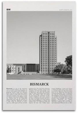 Bismarck-Druck, Schwarz-Weiß, Bismarck-Wandkunst, Bismarck-Poster, Bismarck-Foto, Bismarck-Karte, Bismarck-Wanddekoration, Nord-Dakota, USA-Poster, dekorative Malerei, Leinwand, Wandposter und