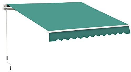 DecHome - Tenda da Sole da Esterno a Bracci Avvolgibile per Porta, 300x250 cm, Verde Scuro