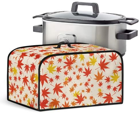 HUISEFOR Maple Leaf Slow Cooker Cover Anti-Stain Crock Pot Covers For Kitchen Counter Decor Thanksgiving Electric Appliance Cover for Air Fryer, Instant Pot, Pressure Cooker, Easy to Install