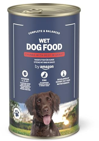 by Amazon Hundefutter, nass, Dose, Stücke mit Rind in Sauce, 1,24 kg